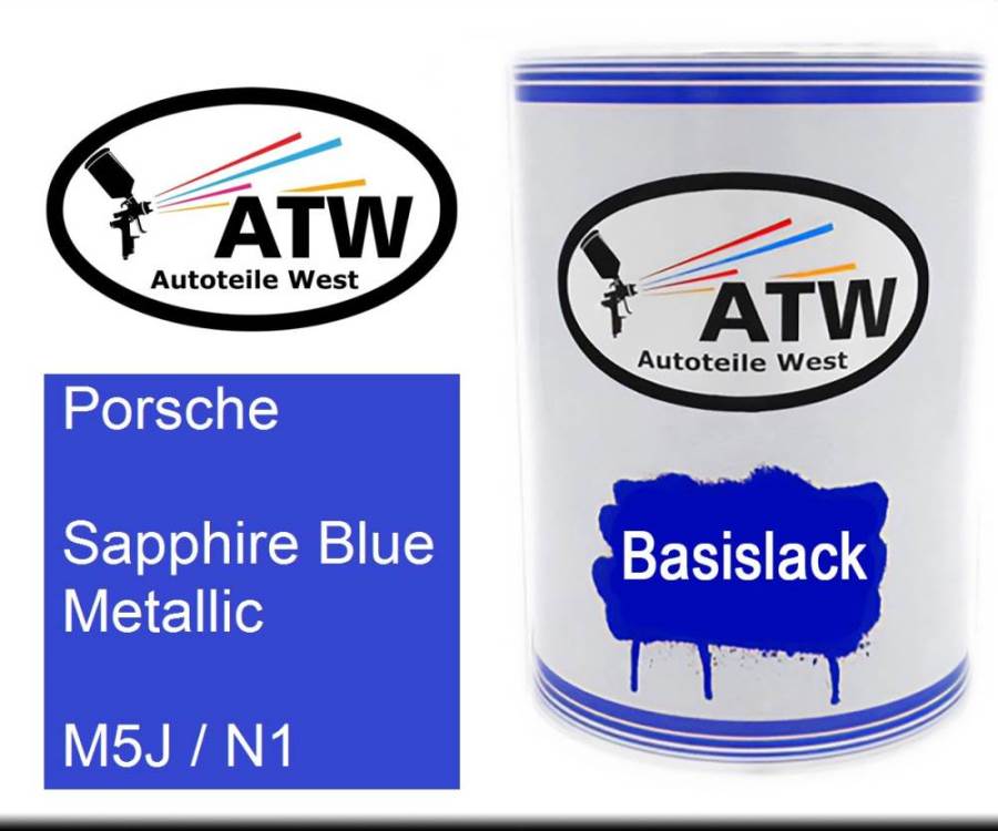 Porsche, Sapphire Blue Metallic, M5J / N1: 500ml Lackdose, von ATW Autoteile West.